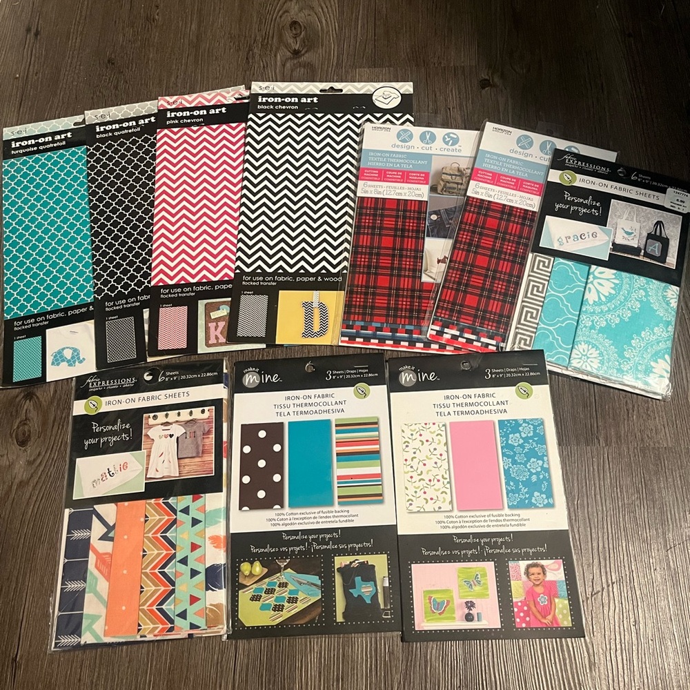 Assorted Iron-On Fabric Sheets for Crafting